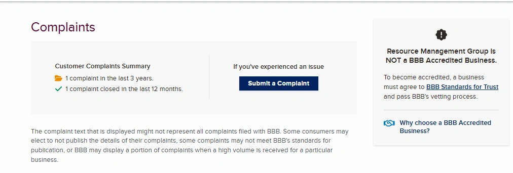 Resource Management Group complaints