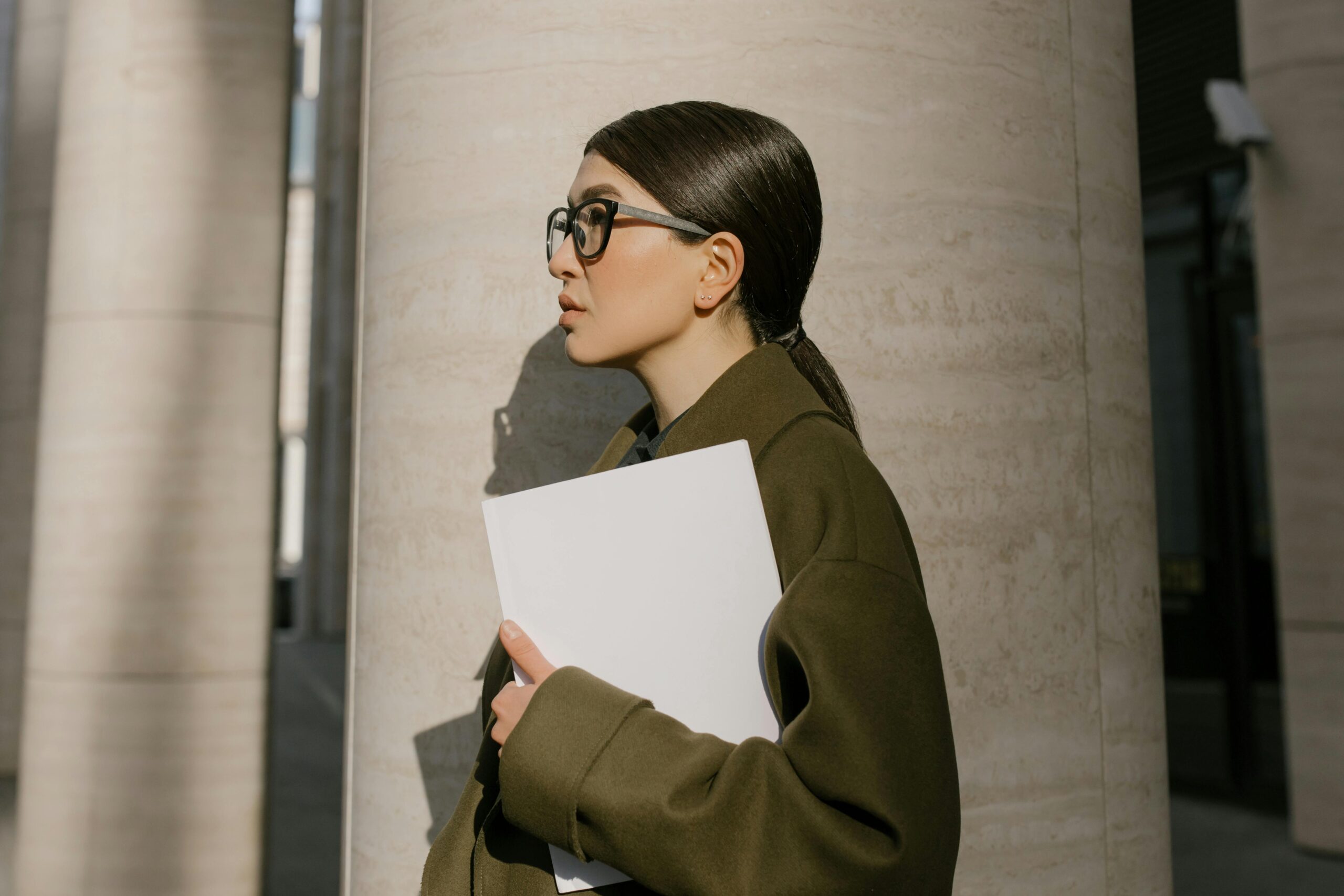 A girl with glasses