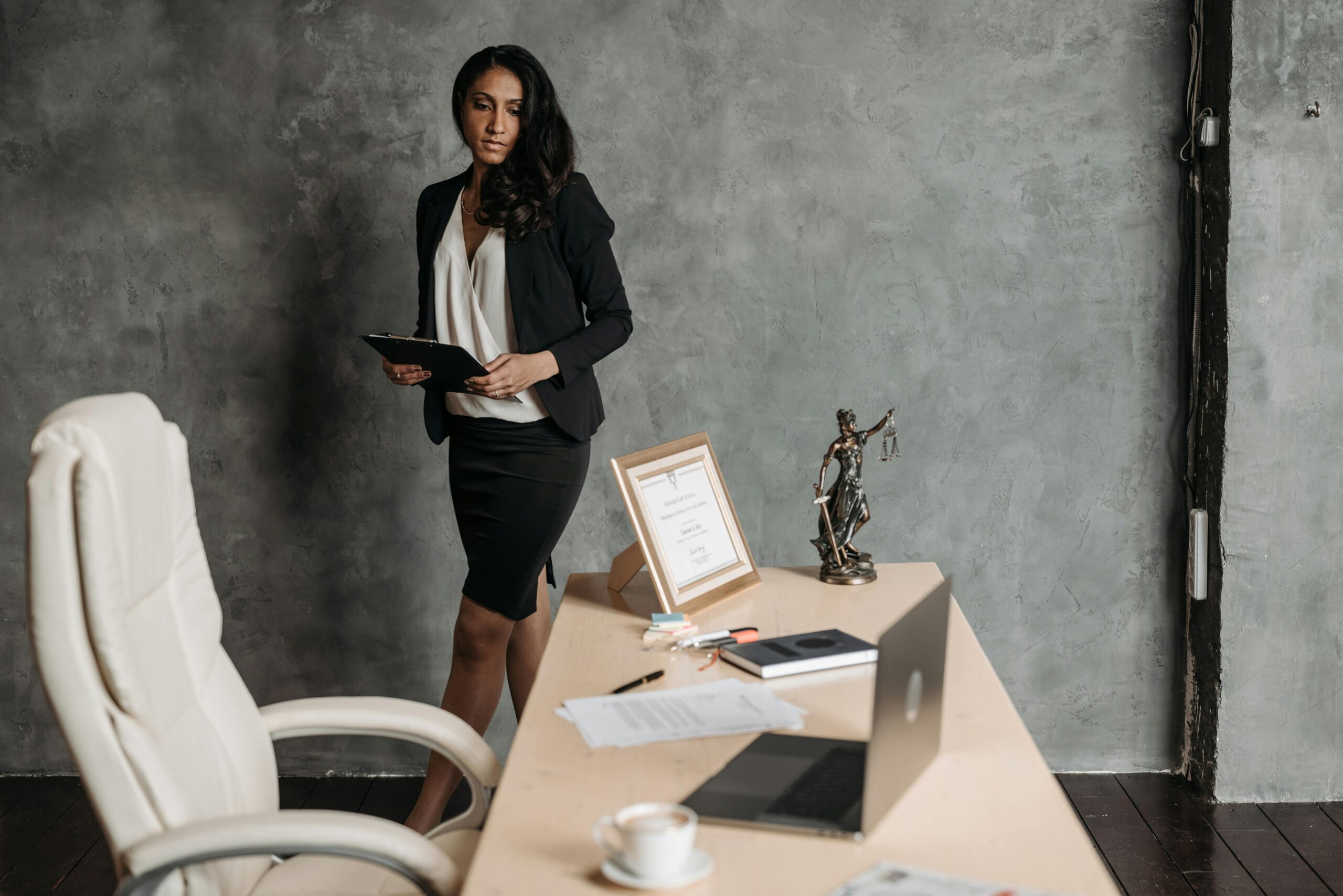 A girl in her office