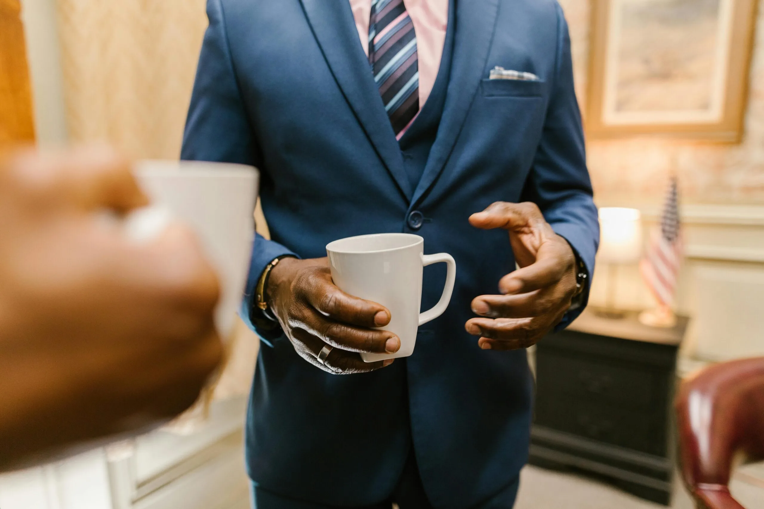 A man is having coffee