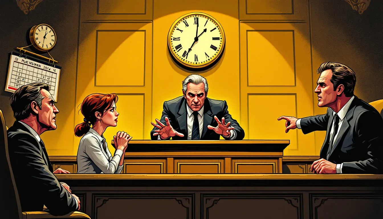 An illustration representing the timing and impact of settlements in legal disputes.