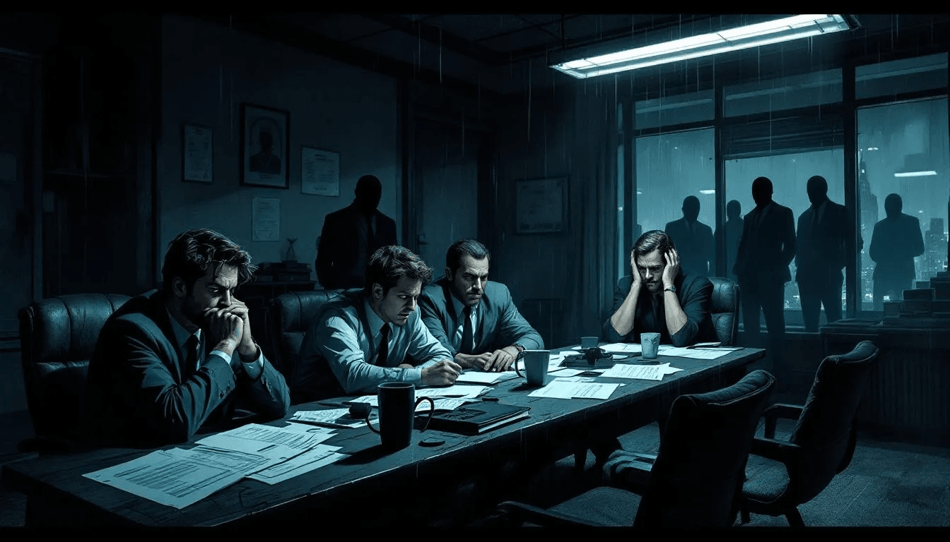 An illustration showing various alternatives for individuals who can't pay their debts, with a subtle depiction of debt collectors in the background.
