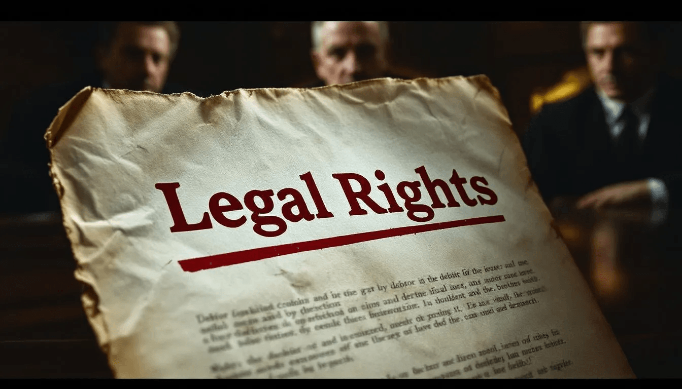 A legal document with the words 'Legal Rights' highlighted, representing debtor protections.