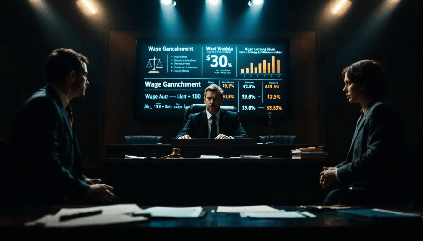 An infographic about wage garnishment limits in West Virginia.