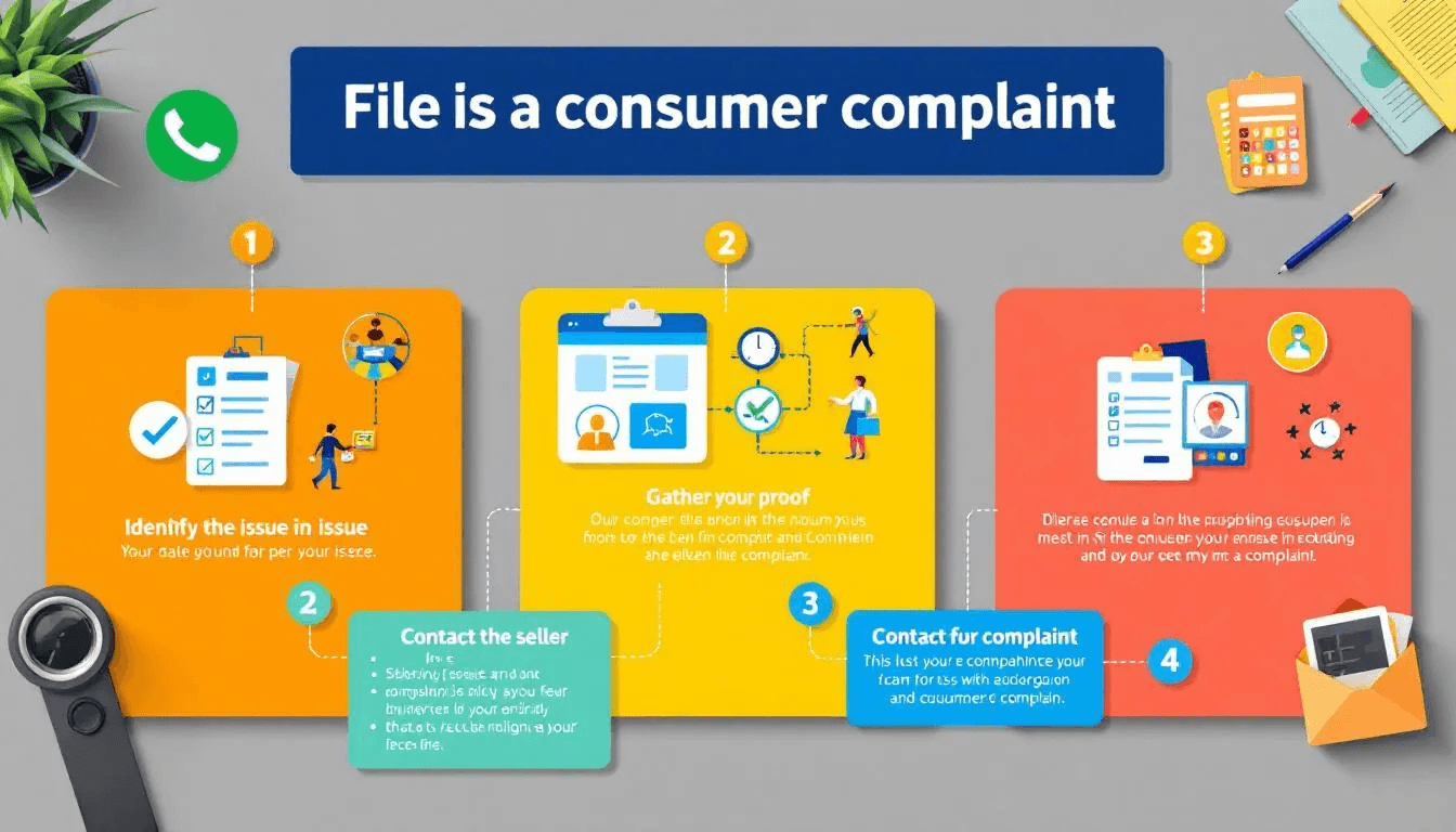 A visual guide on how to file a consumer complaint.