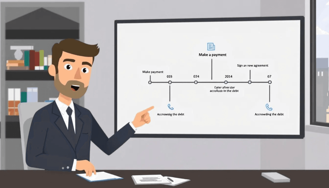 Actions that can reset the statute of limitations in debt collection cases.