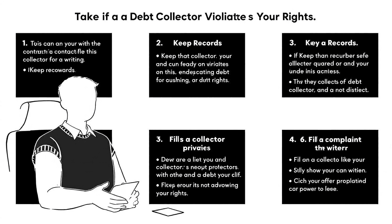 An image illustrating steps to take if a debt collector violates your rights.