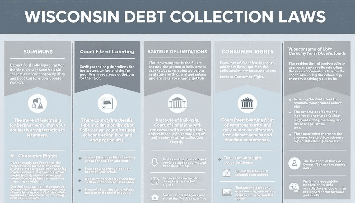 An overview of Wisconsin debt collection laws with a visual representation of legal documents.
