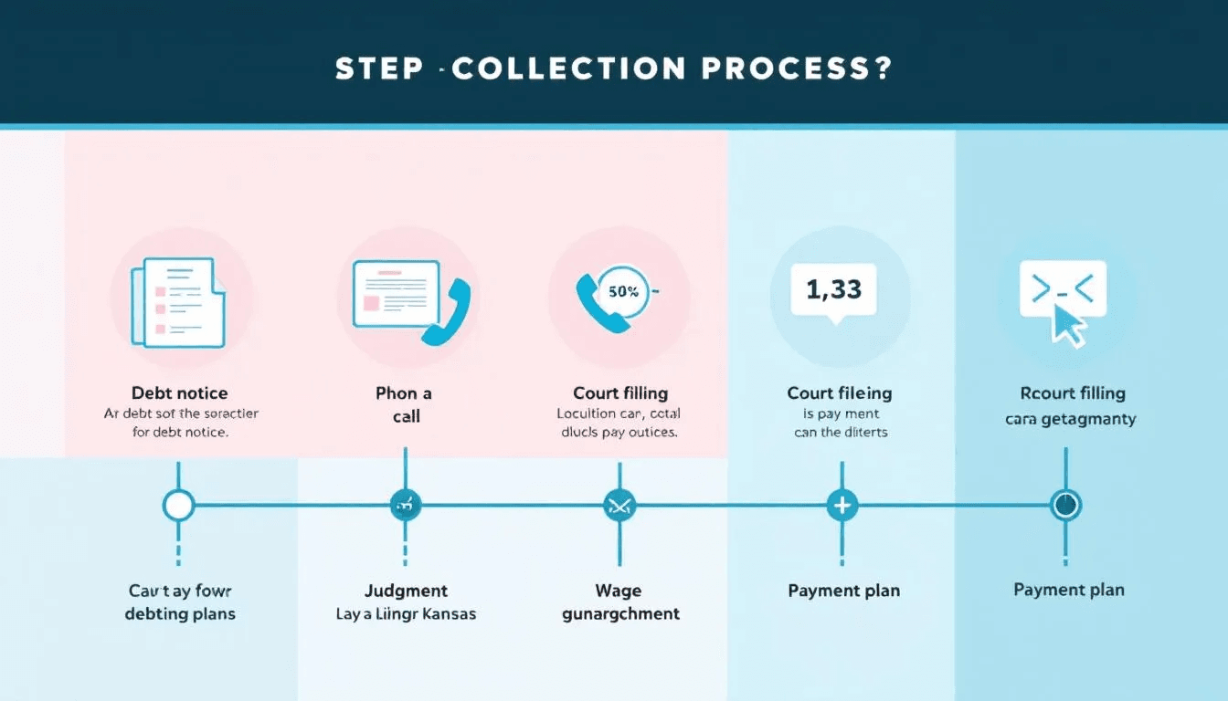 Steps in the Kansas Debt Collection Process, illustrating the stages involved.