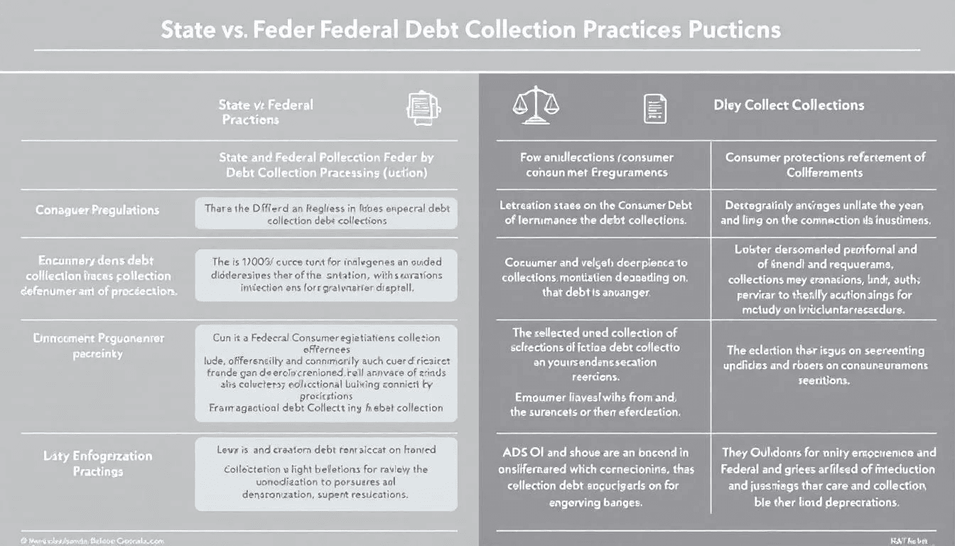 Comparative chart of state and federal debt collection regulations.