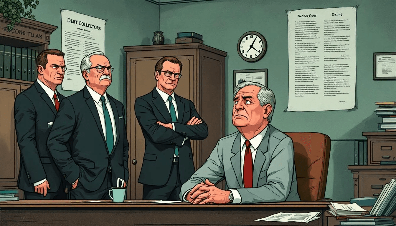 An illustration of debt collectors and their practices in Vermont.