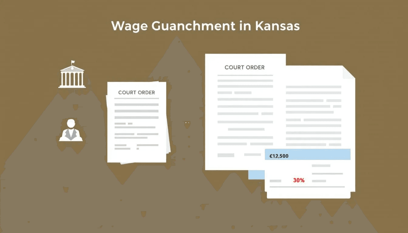 Wage Garnishment Laws in Kansas, showcasing legal documents and wages.