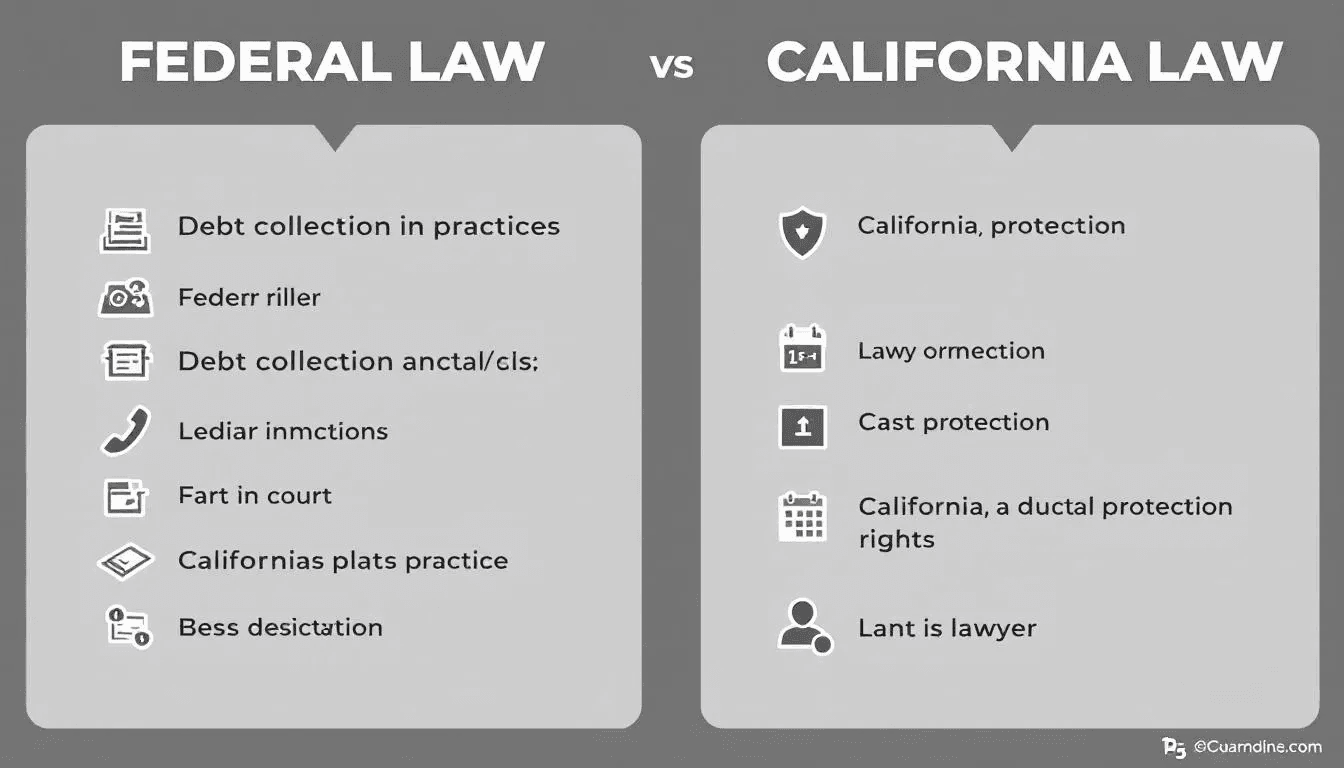 Comparison between federal and California debt collection laws.
