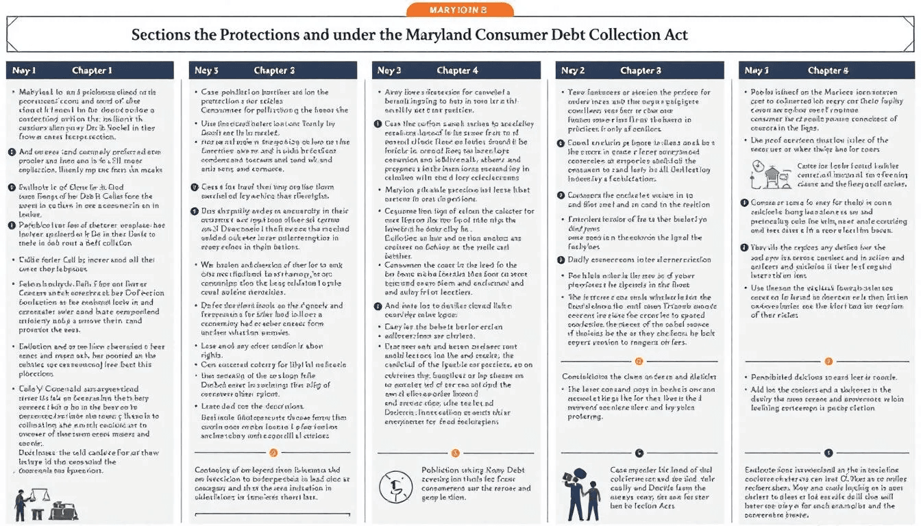 An illustration showing protections under the Maryland Consumer Debt Collection Act.