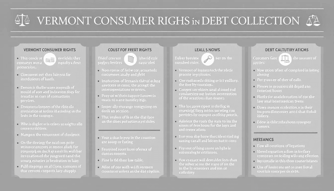 An infographic illustrating Vermont consumer rights in debt collection.