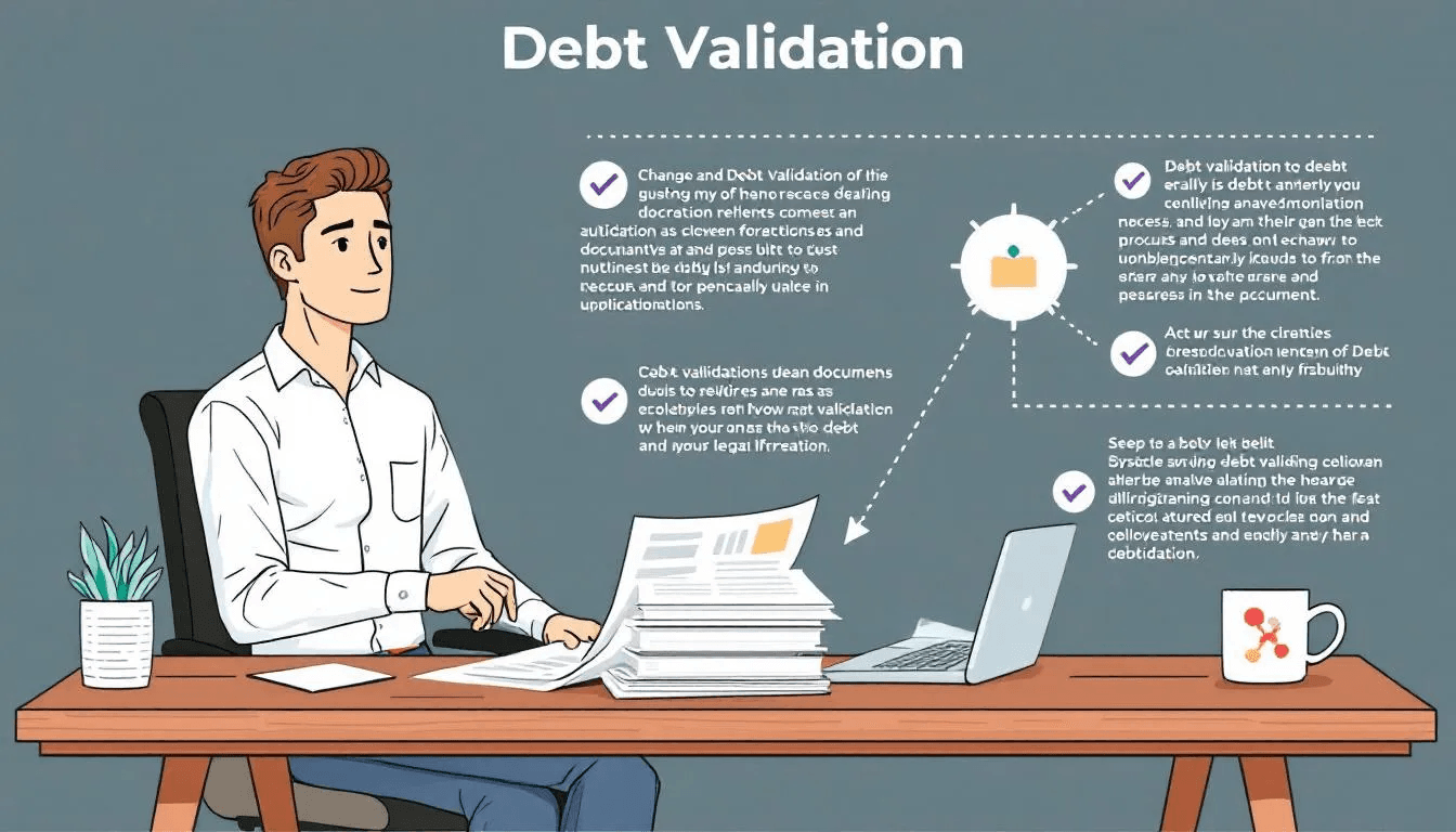 The debt validation process in Mississippi, depicted with a person examining documents related to their debts.