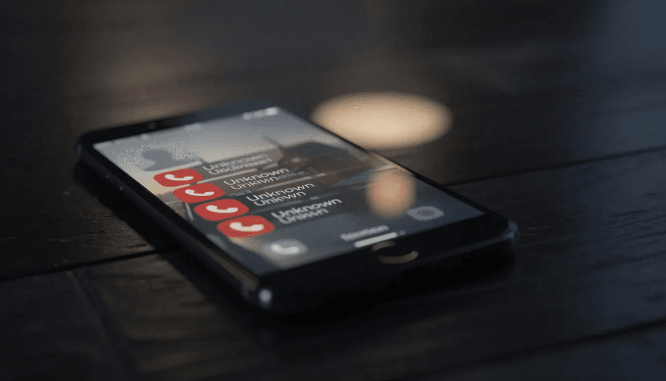 The image shows a smartphone screen displaying multiple missed calls from an unknown number, which may suggest potential debt collector harassment. This situation could involve collection agencies attempting to contact the consumer regarding debts owed, possibly leading to further communication about payment plans or legal action.