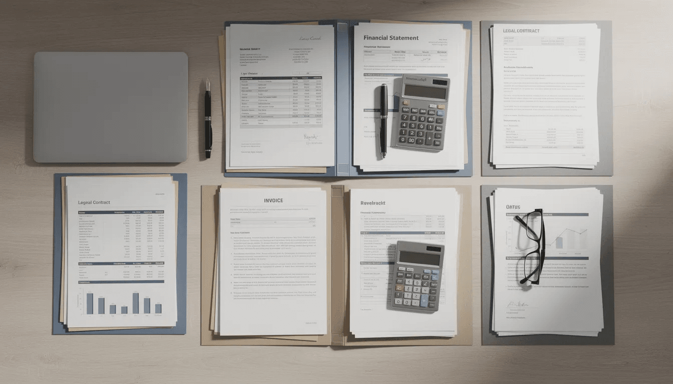 The image shows a neatly organized desk filled with folders containing various financial and legal documents, including those related to wage garnishment, debt collection, and court orders. These documents may include payment plans, legal fees, and information about federal debts, all essential for managing financial obligations and understanding consumer rights.