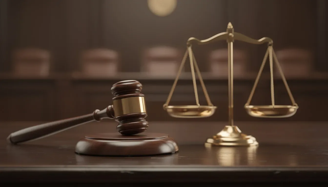 The image features a gavel and legal scales, symbolizing the court system and legal proceedings, particularly in relation to debt collection practices. These elements represent the importance of fair debt collection practices and the legal frameworks that govern communication between debt collectors and consumers.